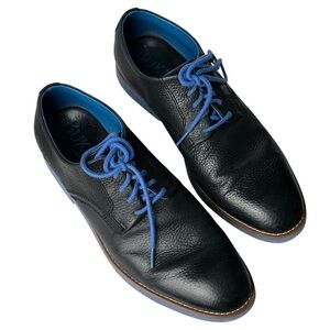 BUKS by Walk Over Size 10 Leather Oxford Shoes Foam Sole Black Blue Comfortable